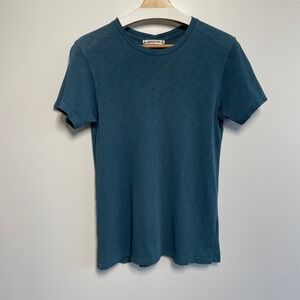 American Giant Women's Size S Teal Cotton Crew Neck Short Sleeve T Shirt